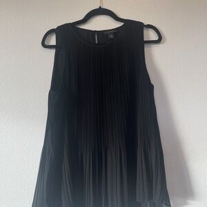 Halogen Black Sleeveless Pleated Georgette Top Classic Dressy Shirt Women Size S